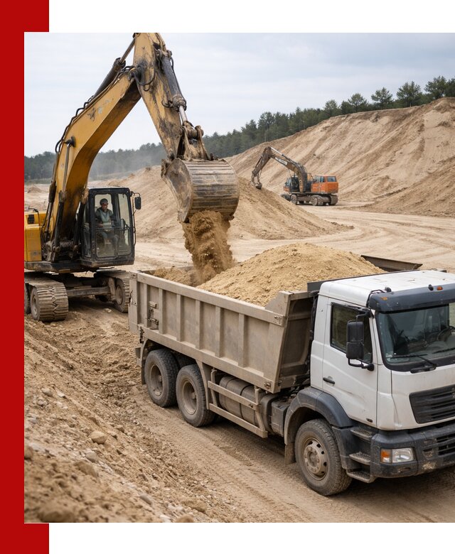 Доставка карьерного песка с самосвалами и разгрузкой в Южноуральске