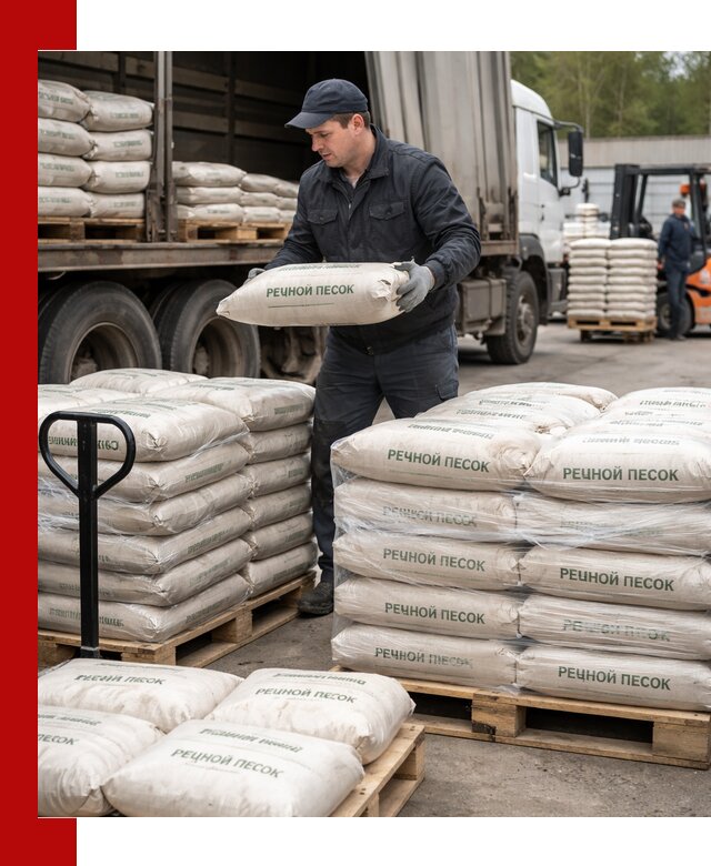 Речной песок в мешках с доставкой в Южноуральске
