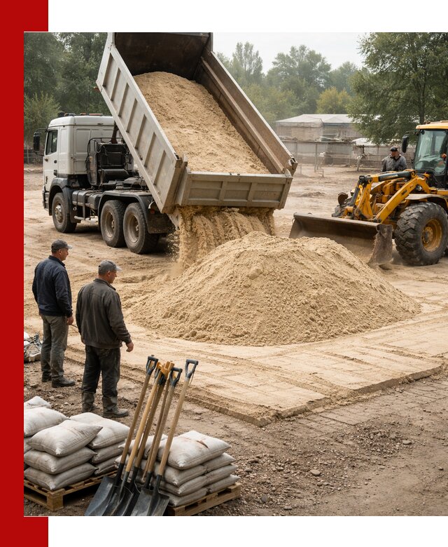 Доставка мытого песка в Южноуральске с самосвалами по выгодной цене