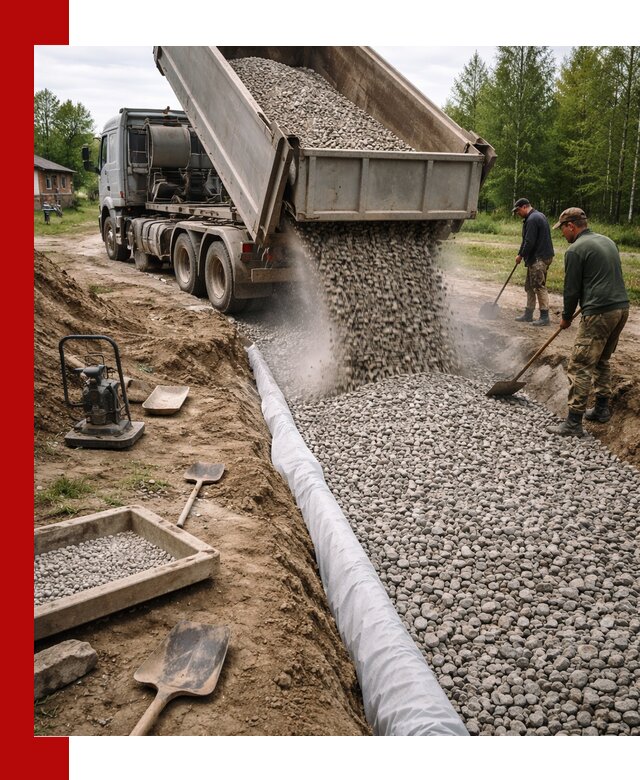 Гравий для дренажа с доставкой в Южноуральске качественный и недорогой